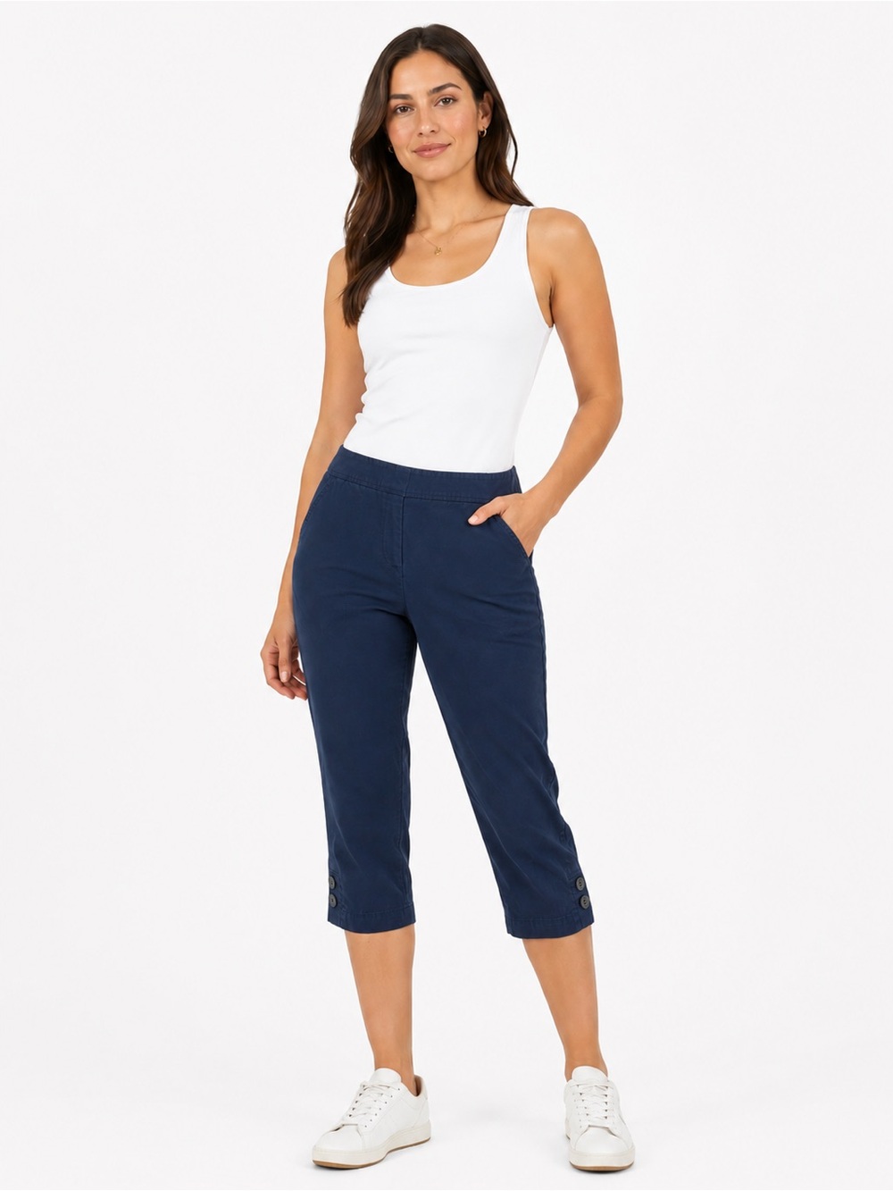 Talbots Navy Blue Pedal Pusher Capri Pants Women’s Size 8 Petite Cotton